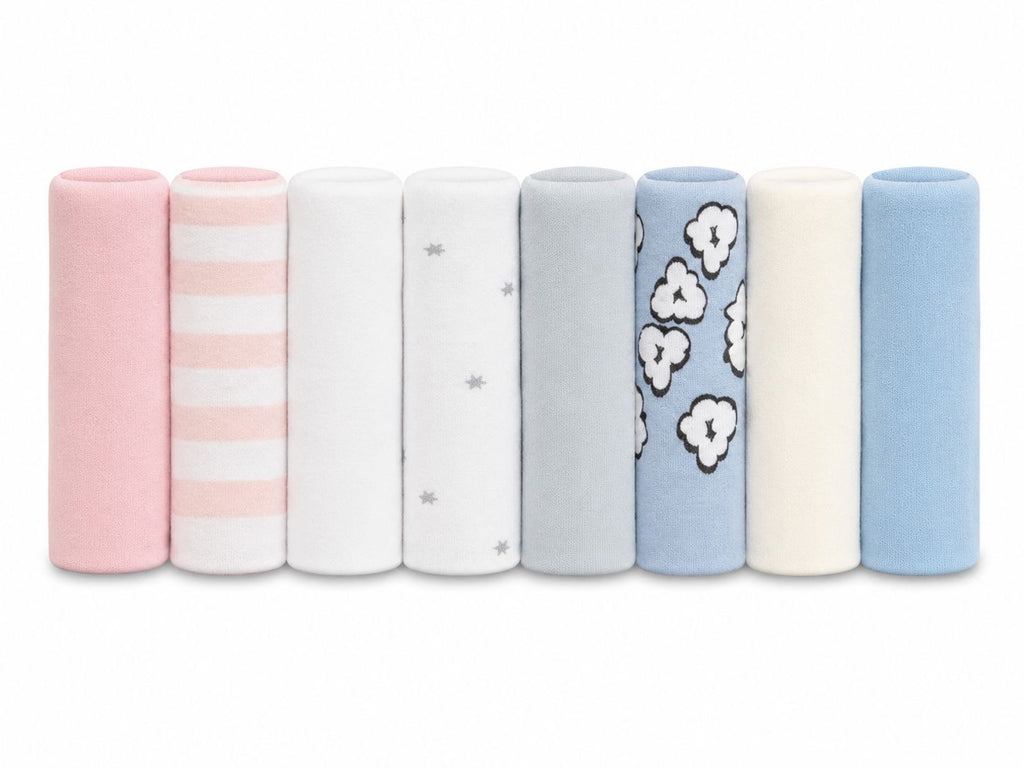 8-Piece Ultra Soft Baby Washcloth Set – Newborn Face & Bath Towels