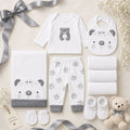 Premium Teddy Bear Newborn Gift Set – Grey & White Collection