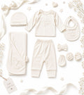 MiniMora Premium 9-Piece Newborn Gift Set – Ultra Soft Cotton Baby Essentials (Cream White)