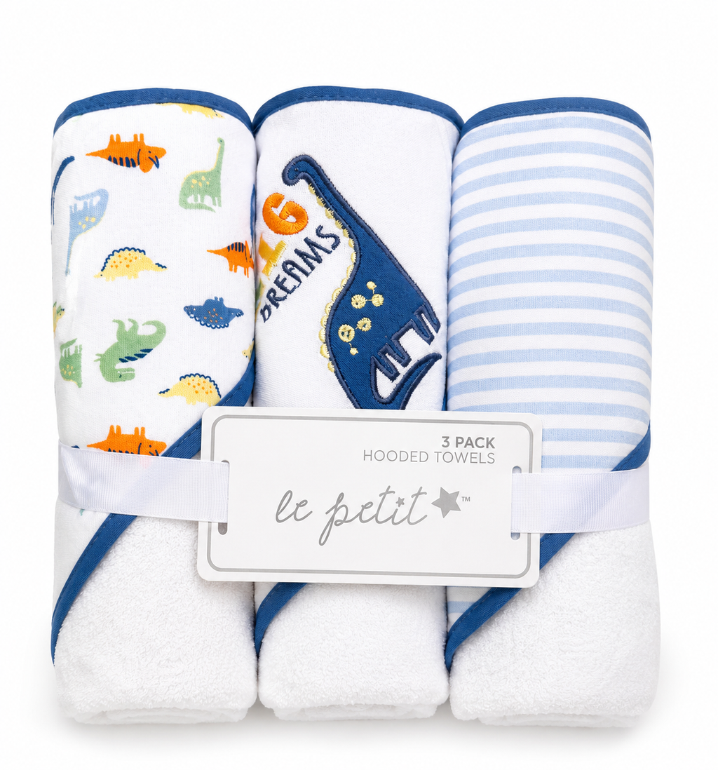 3Piece Baby Bath Set – Hooded Towels Ultra Soft Floral Bath Towels for Newborn