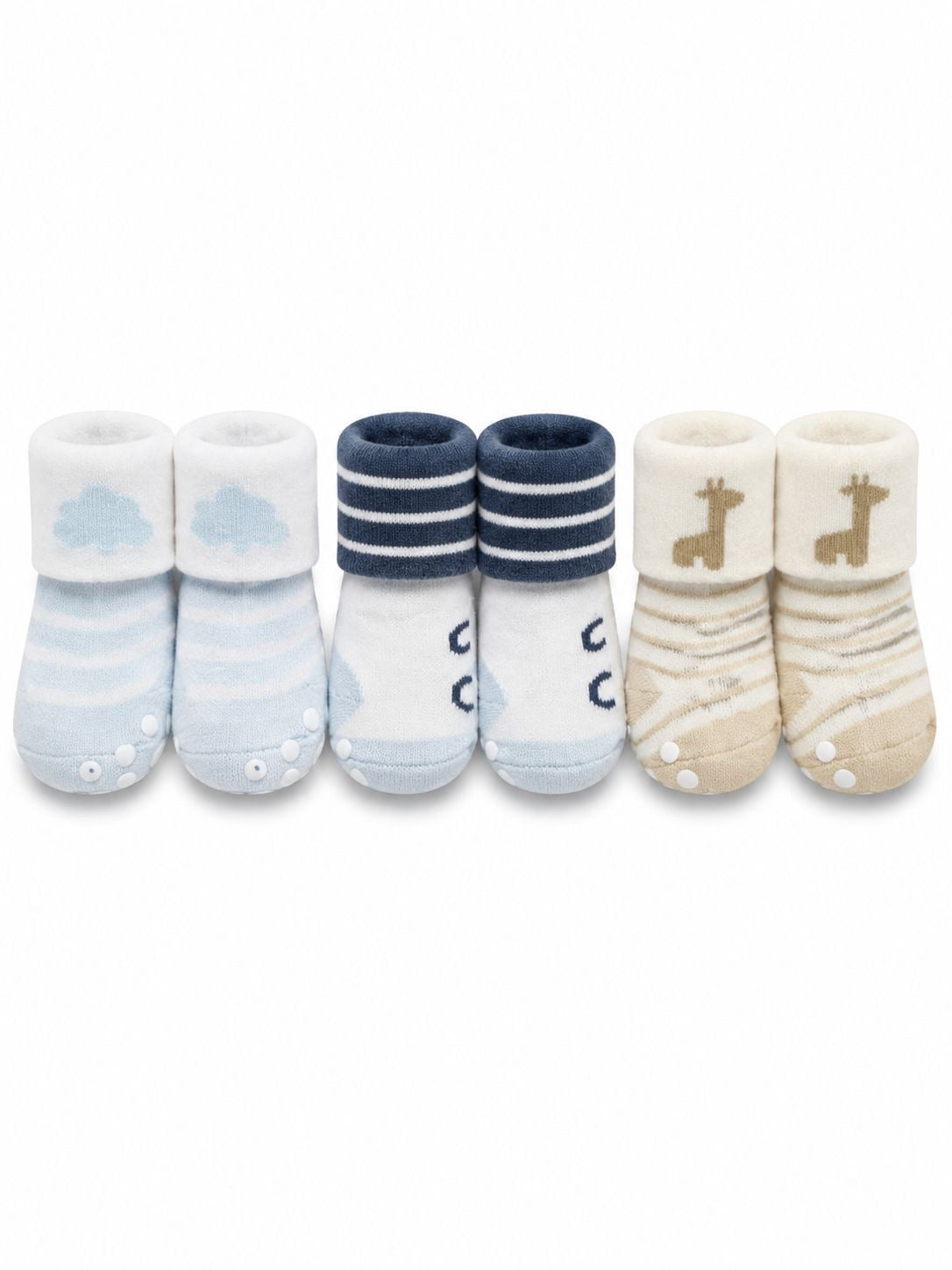 3-Pair Baby Anti-Slip Socks Set – Soft Newborn Grip Socks for BOYS