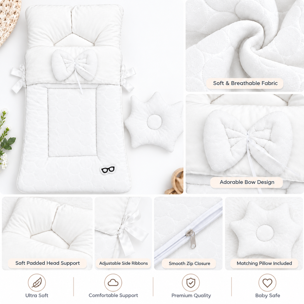 Premium Soft LittleCloud™ Luxury Baby Bedding Set — Cozy & Adorable (Carry Nest + Pillow)