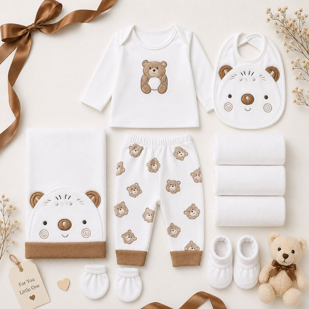 Premium Teddy Bear 11-Piece Newborn Gift Set