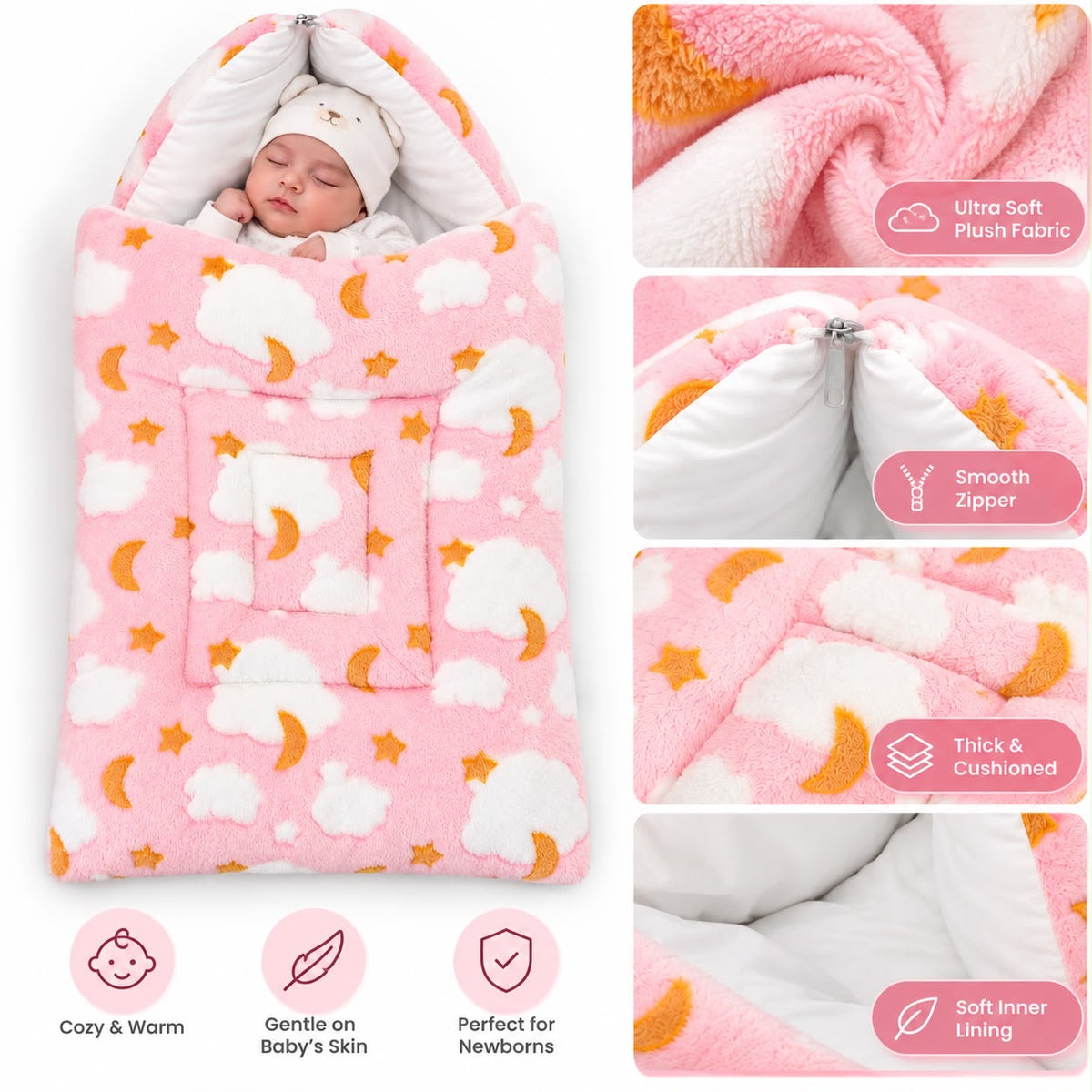 CloudDream™ Luxury Baby Nest — Cozy Comfort Cocoon Bed Set ( Pink )