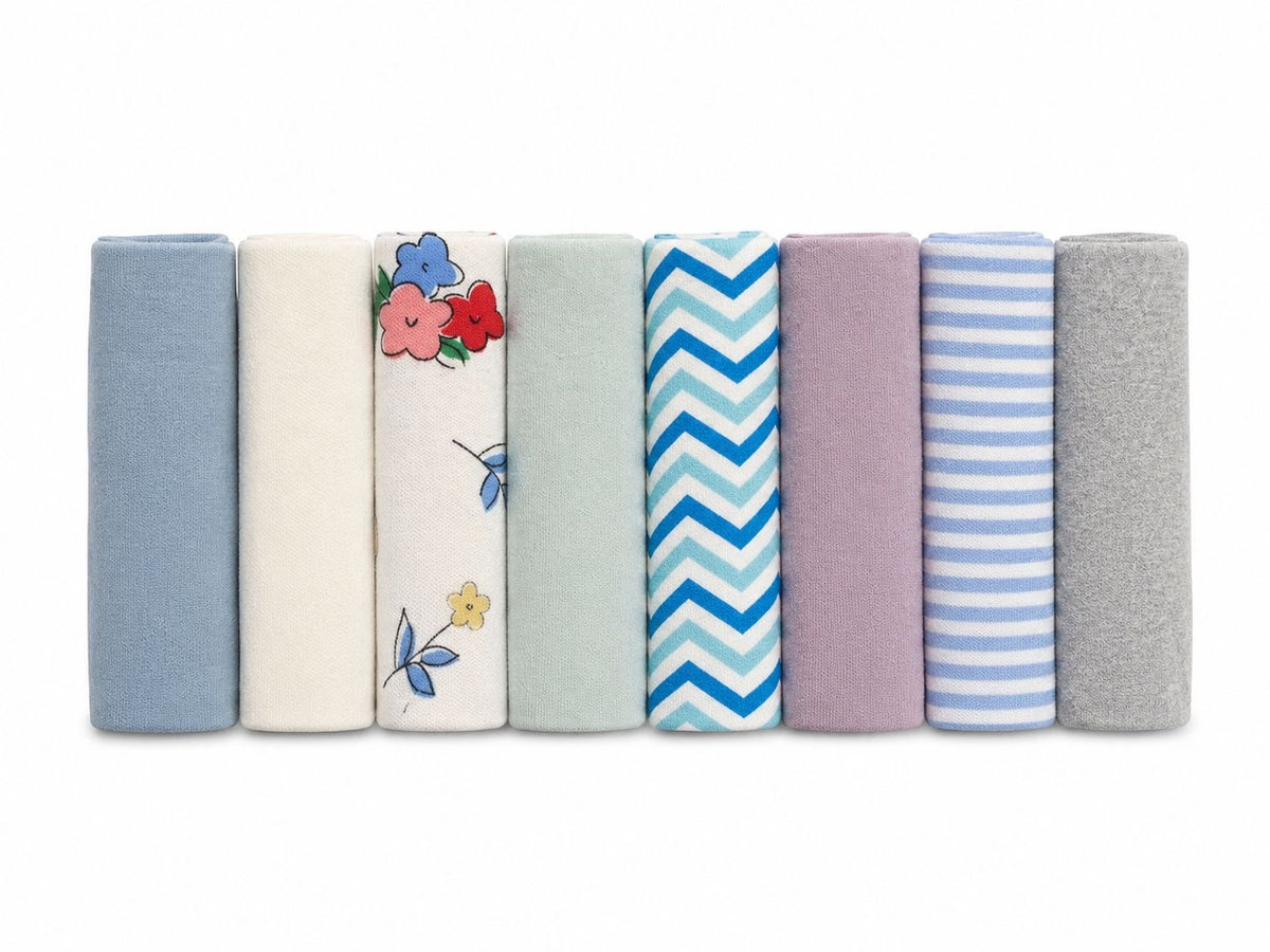 8-Piece Ultra Soft Baby Washcloth Set – Newborn Face & Bath Towels