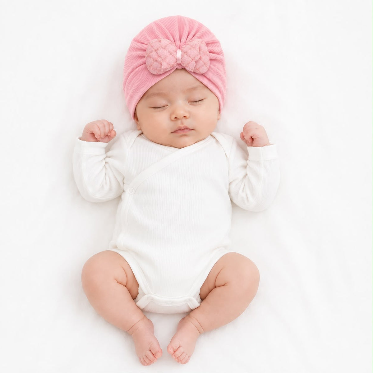 Baby Girls Soft Pink Bow Headband Cap – Cute & Stylish Newborn Headwear