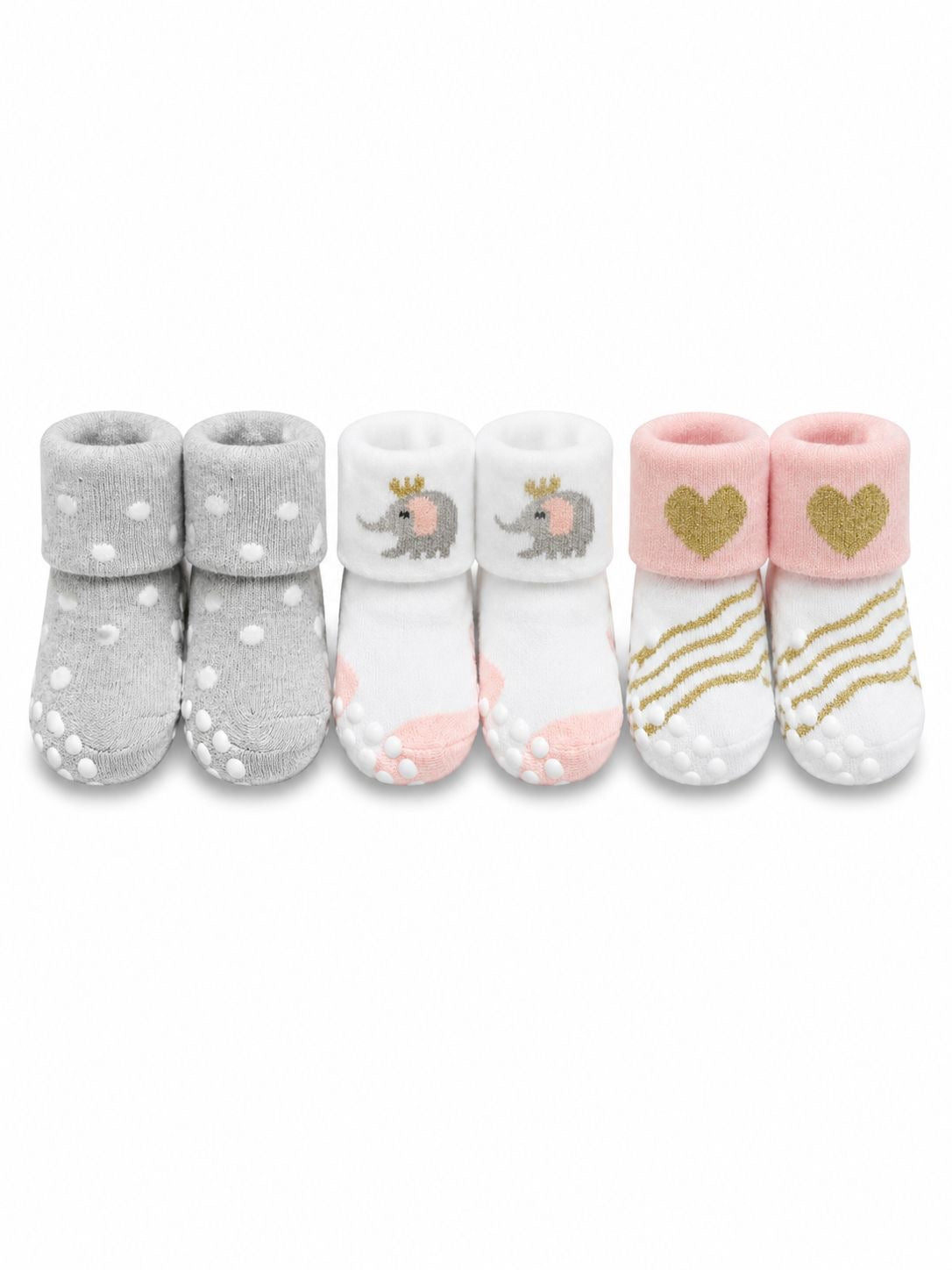 Cute Baby Girls Non-Slip Socks Set – 3 Pairs