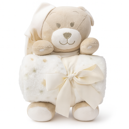 🧸 Teddy Pillow & Ultra Soft Baby Blanket Gift Set | Newborn Baby Gift