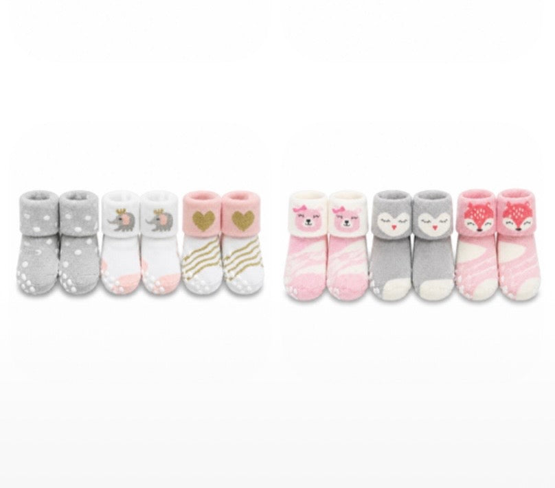 Cute Baby Girls Non-Slip Socks Set – 3 Pairs