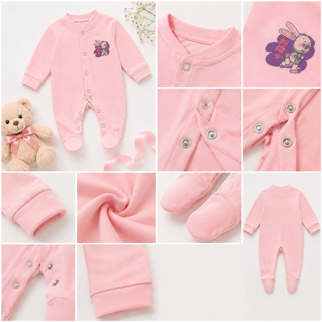 3 Piece Baby Romper Set – Pink Collection | 0–3 Months
