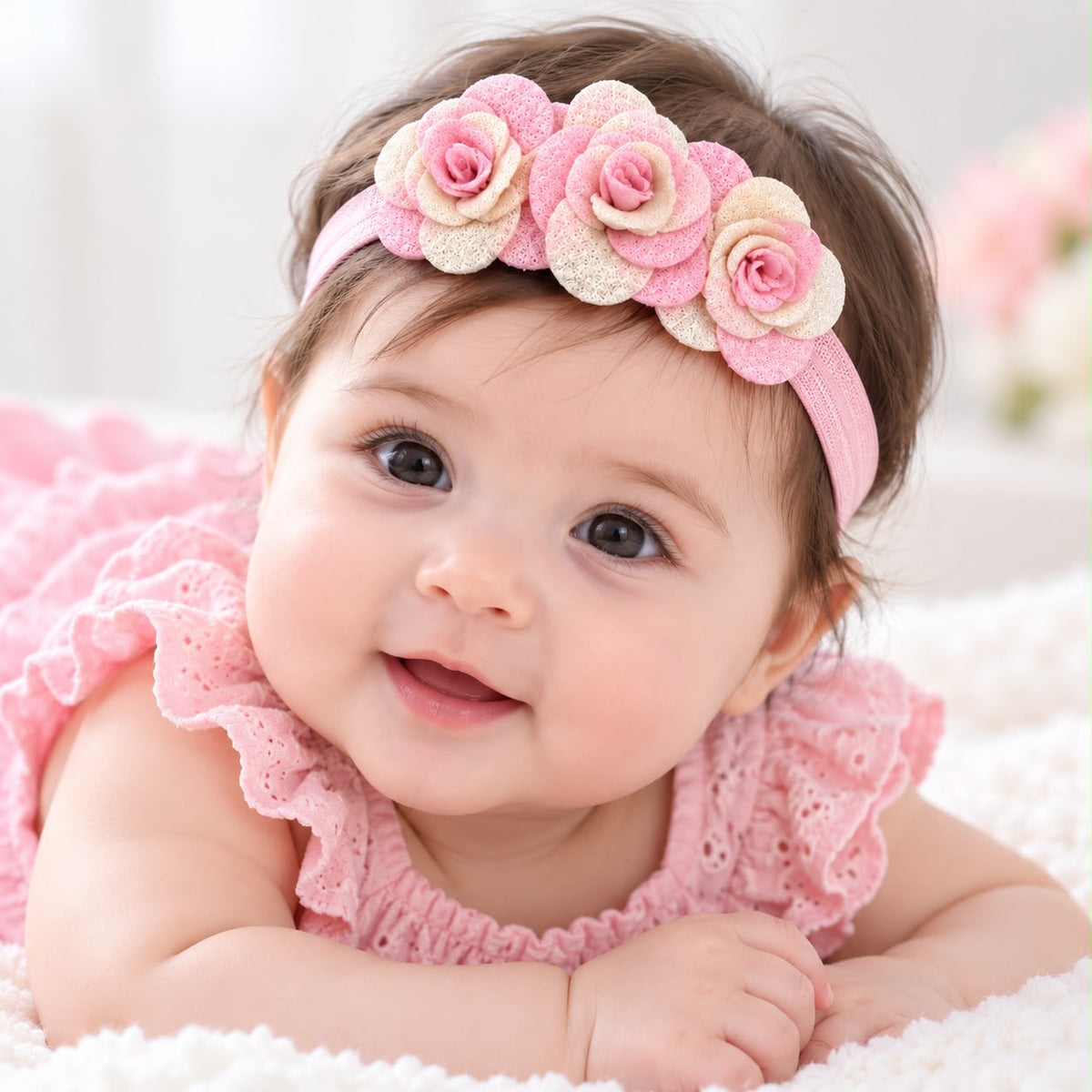 Elegant Floral Baby Girl Headband | Soft & Adorable Hair Accessory (0-2 Years)