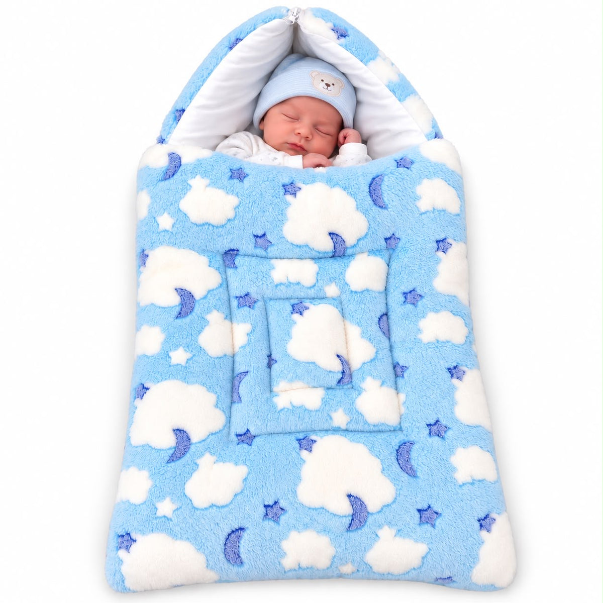 CloudDream™ Luxury Baby Nest — Cozy Comfort Cocoon Bed Set (Blue)