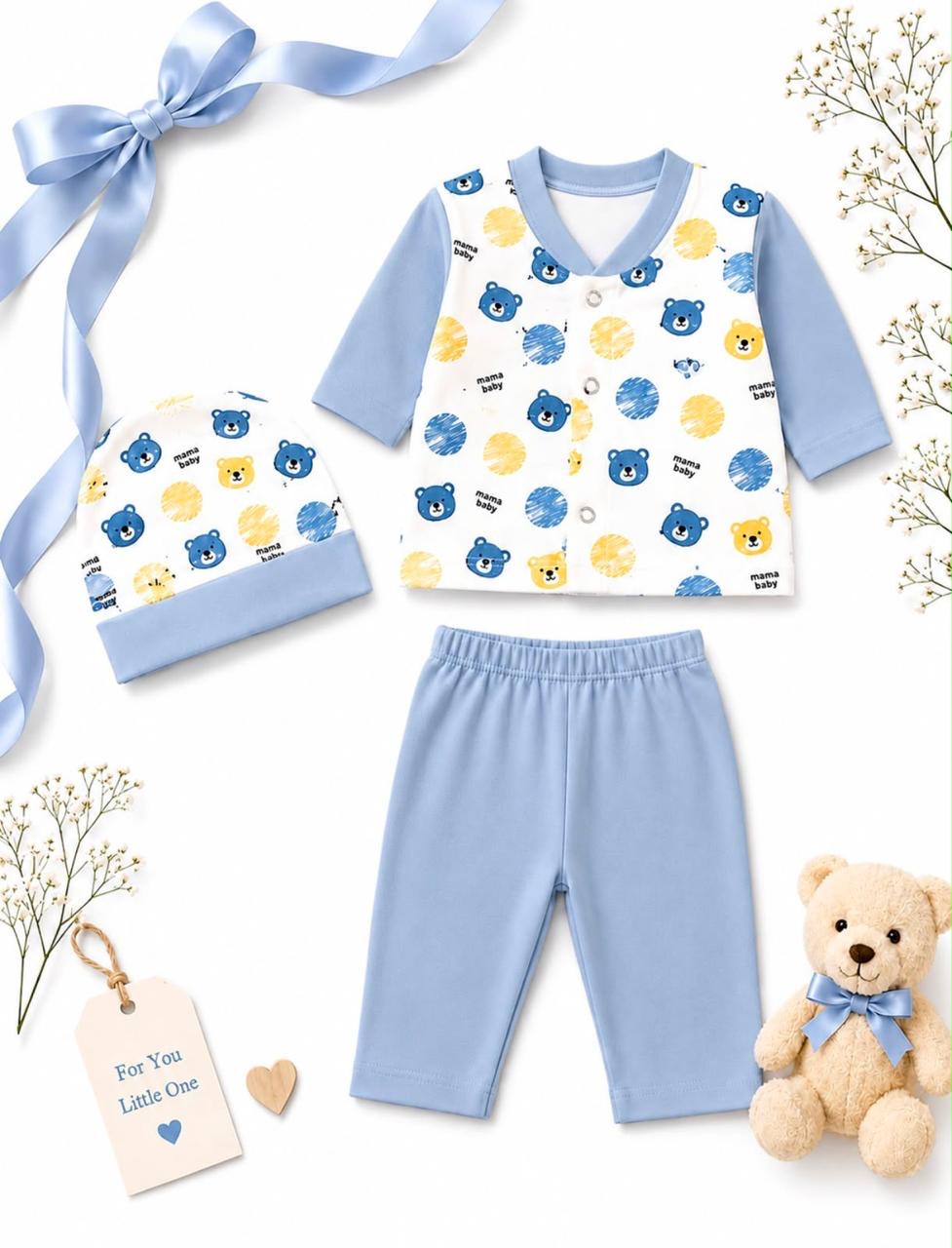Daily Routine Baby Dress | Soft & Comfortable Everyday Wear | Boy 0-3 Months | 3 Piece