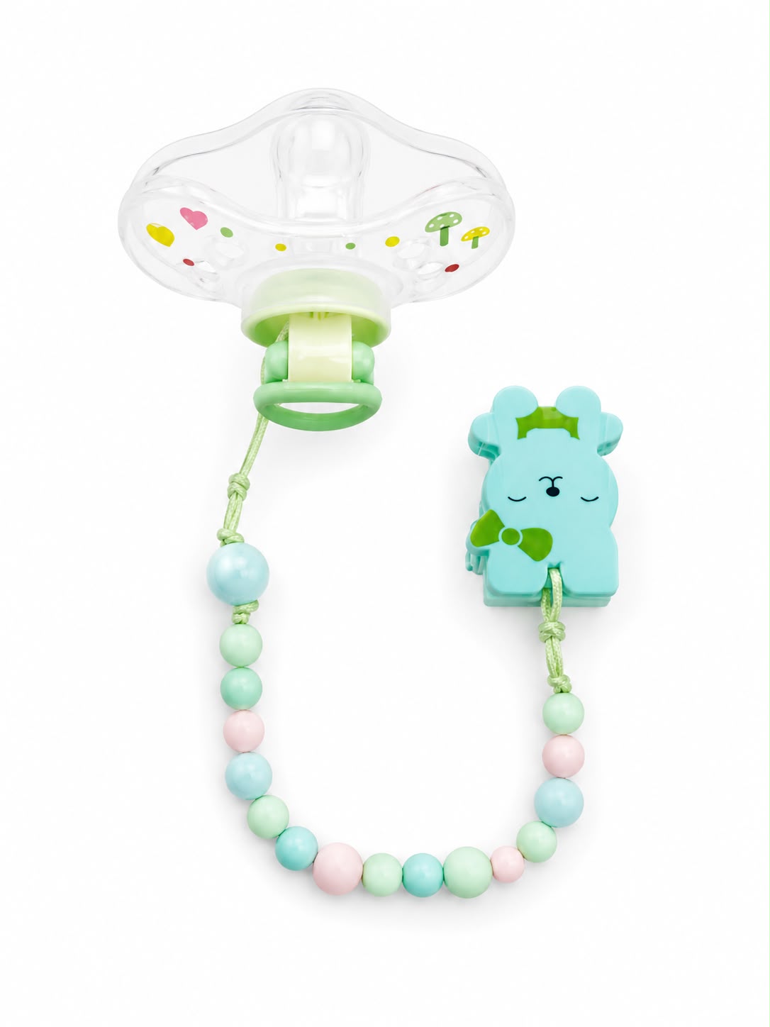 Premium Baby Pacifier with Silicone Beaded Clip | BPA-Free Soother Set