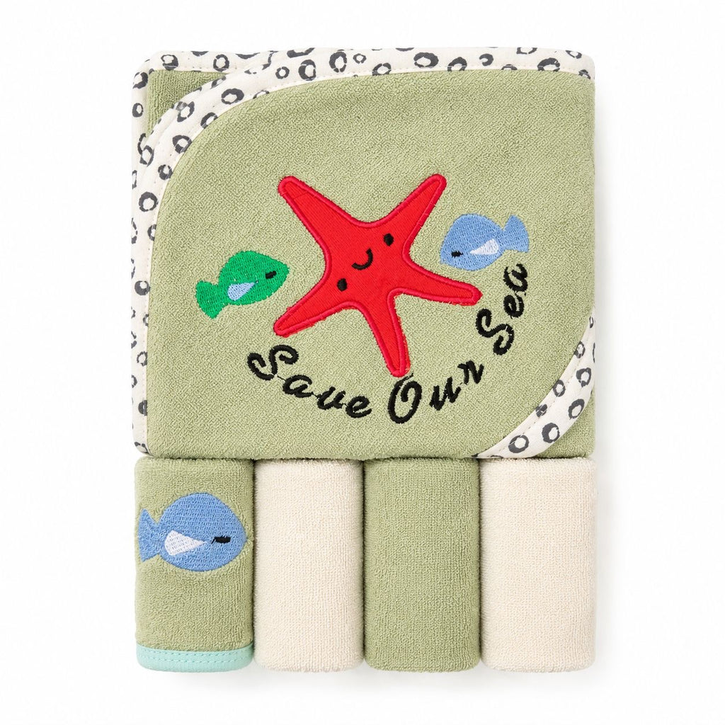 Premium Baby Bath Towel & Face Towel Set – 5 Pieces