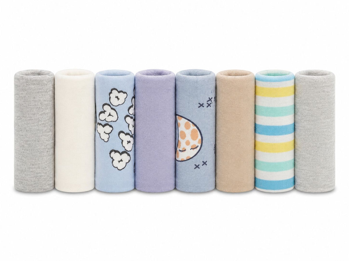 8-Piece Ultra Soft Baby Washcloth Set – Newborn Face & Bath Towels