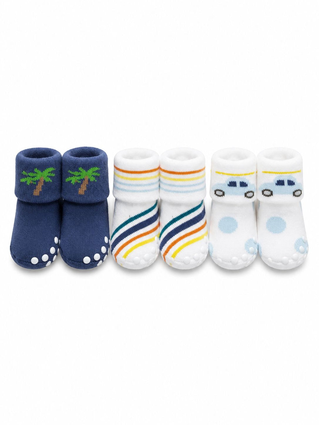 3-Pair Baby Anti-Slip Socks Set – Soft Newborn Grip Socks for BOYS