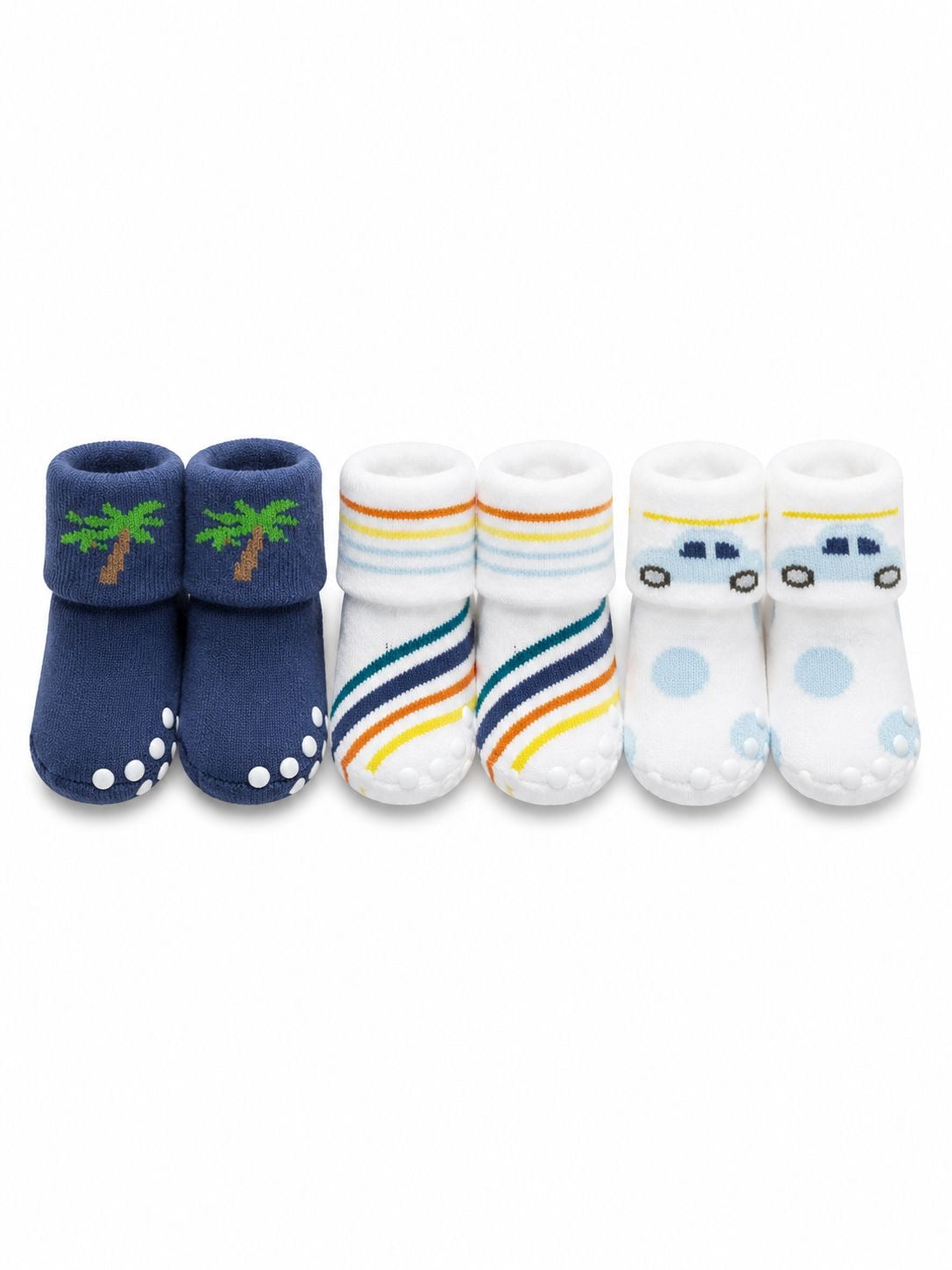 3-Pair Baby Anti-Slip Socks Set – Soft Newborn Grip Socks for BOYS