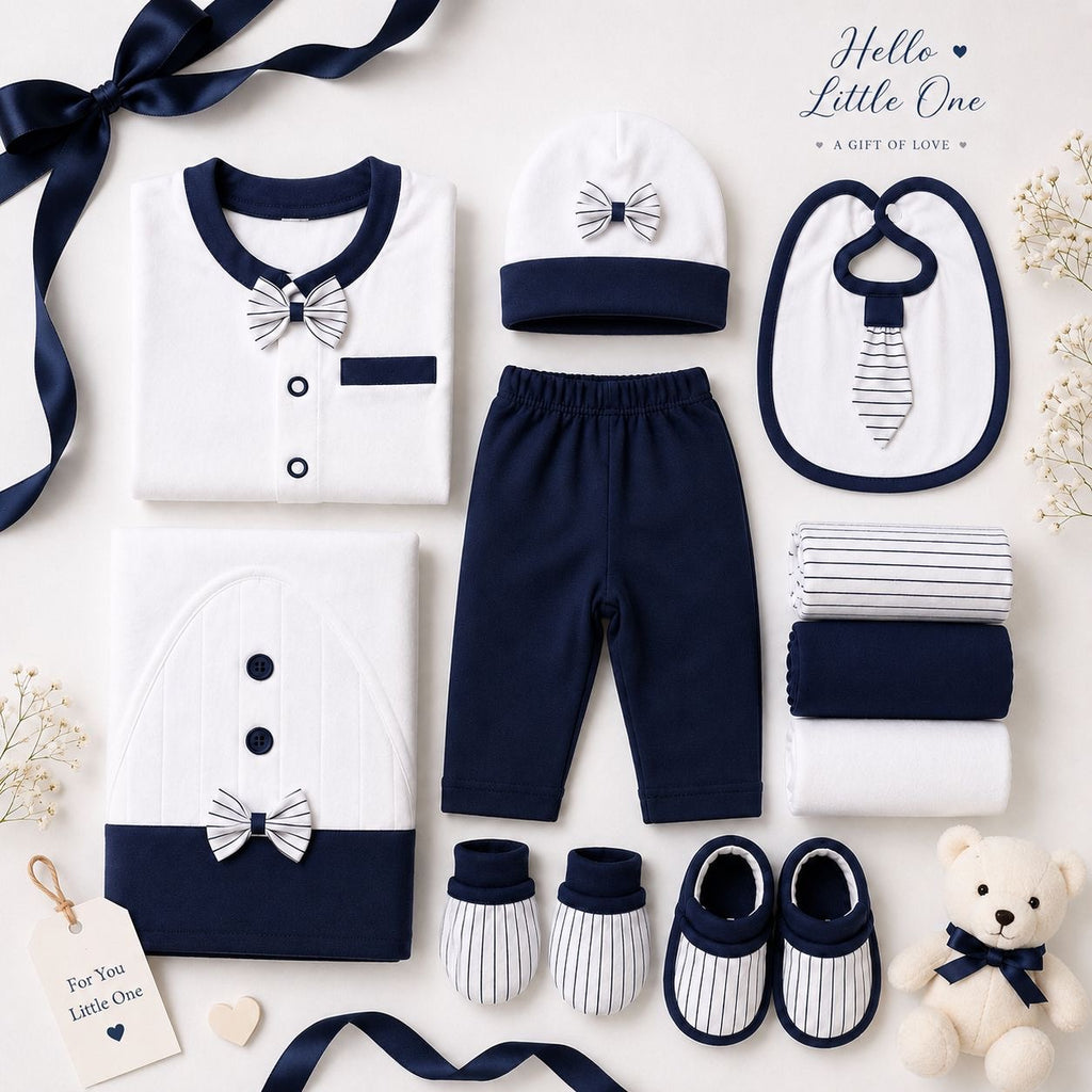 Luxury Newborn 11-Piece Gift Set – Navy Blue Edition