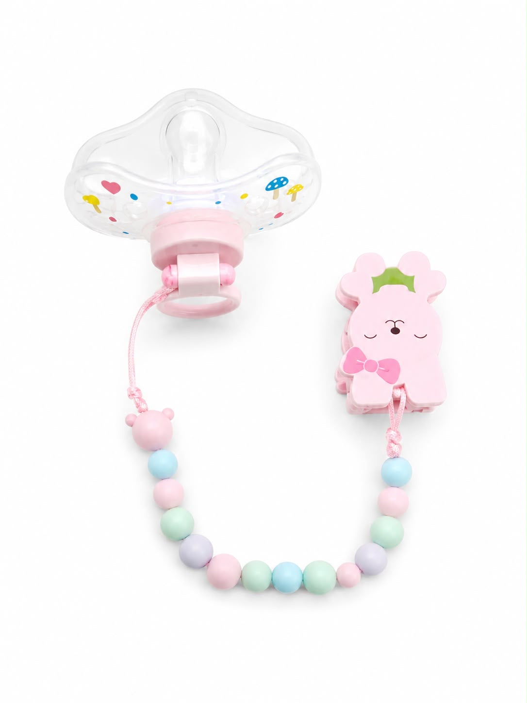 Premium Baby Pacifier with Silicone Beaded Clip | BPA-Free Soother Set