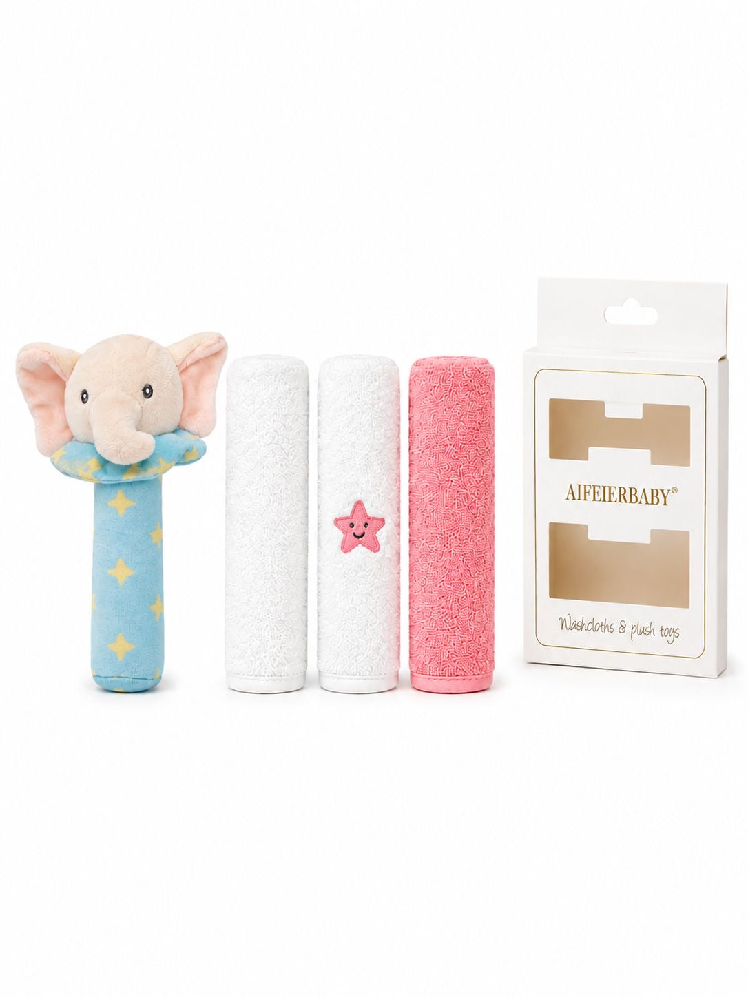 Elephant Baby Washcloth & Toy - Towel Set