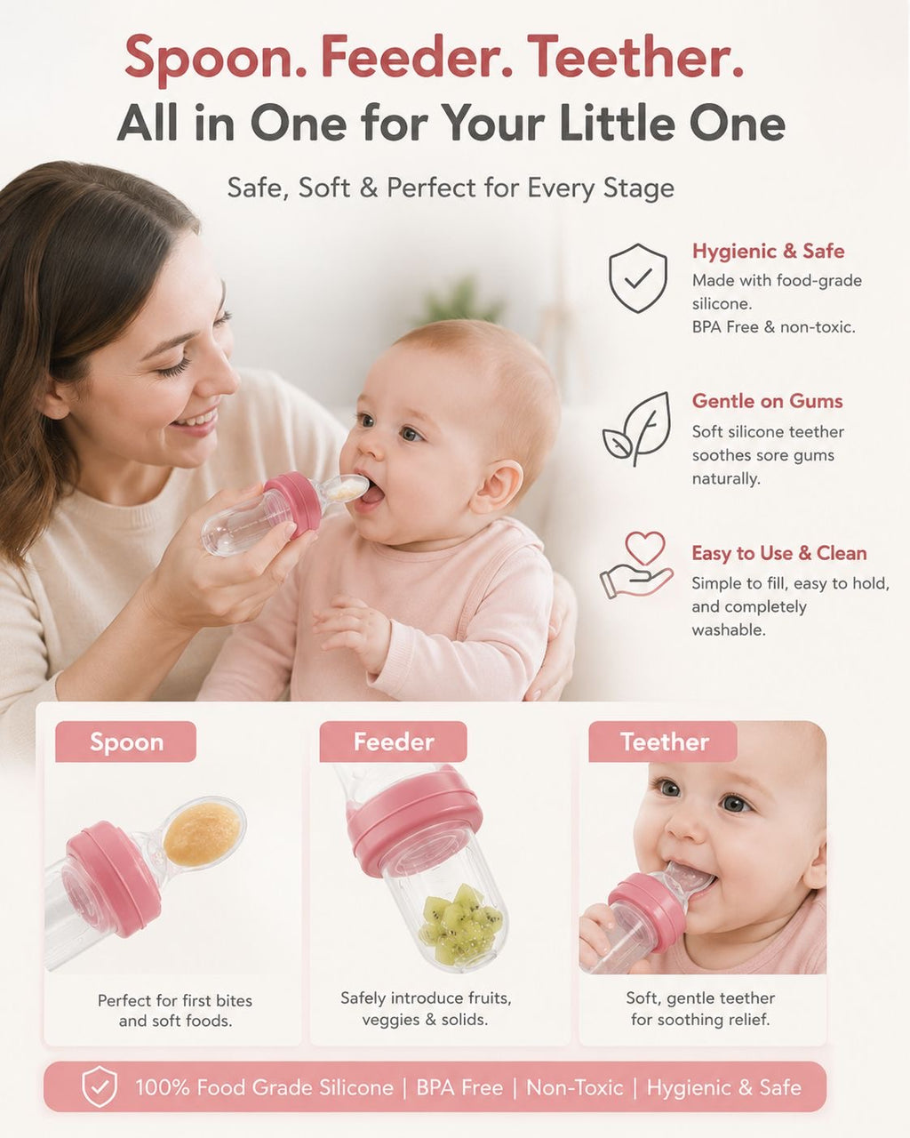 Spoon-Feeder-Teether — Three in One ✨