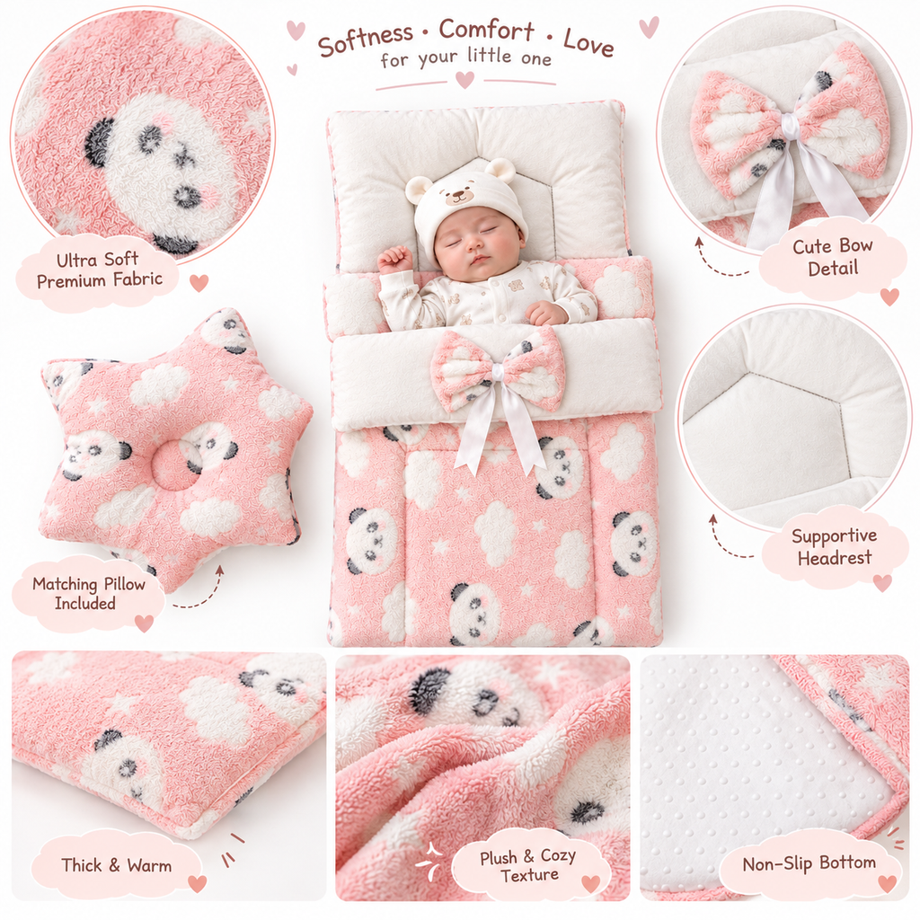 Premium Panda Soft LittleCloud™ Luxury Baby Bedding Set — Cozy & Adorable Bed Set