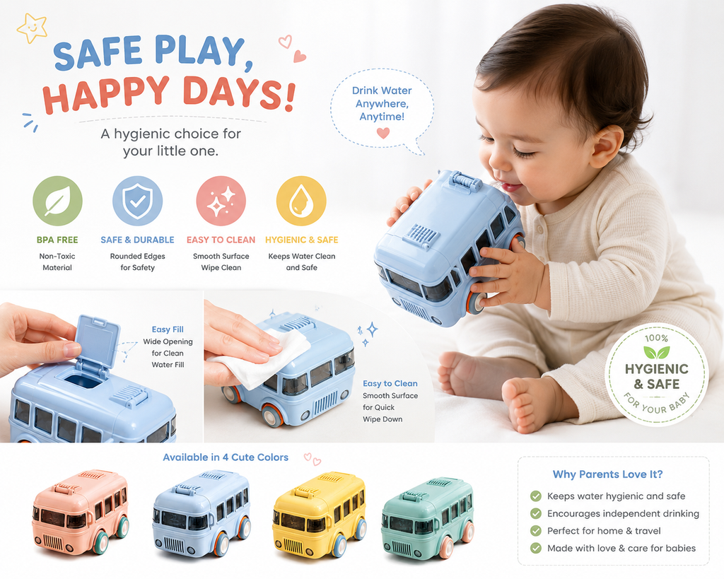MiniMora Bus Bottle – Sip, Play & Stay Cool! ☀️👶