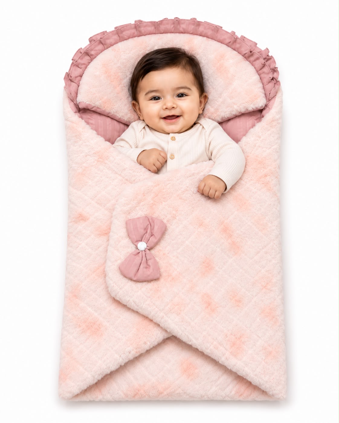 Luxury Fur Baby Swaddle Wrap with Pillow – Ultra Soft & Cozy